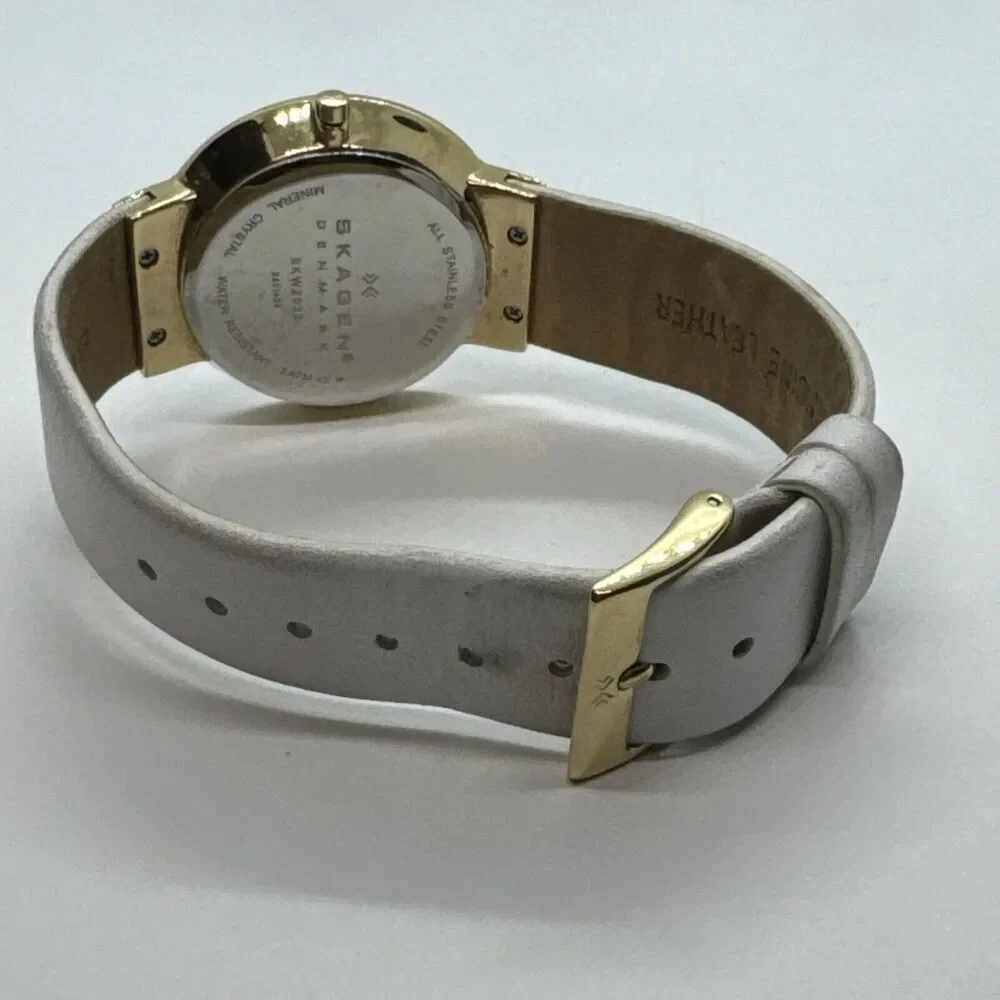Skagen SKW2033 Women's White Leather Mother of Pearl Dial Quartz Watch JNA550